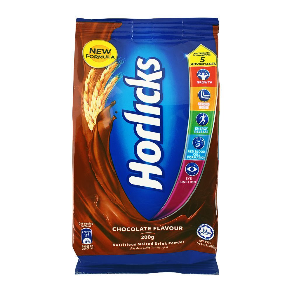 Horlicks - Chocolate - Nutritious Malted Drink Powder - 200 GM Pouch