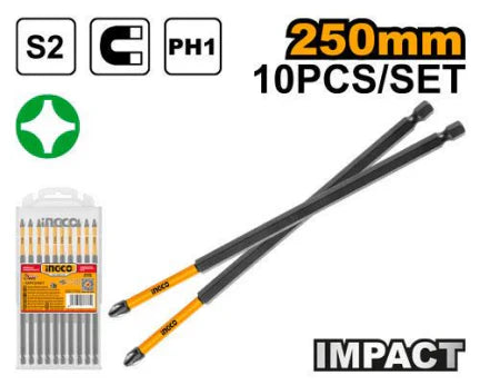 INGCO -  Impact screwdriver bits ph1 200mm 10 pcs SDBIM11PH183