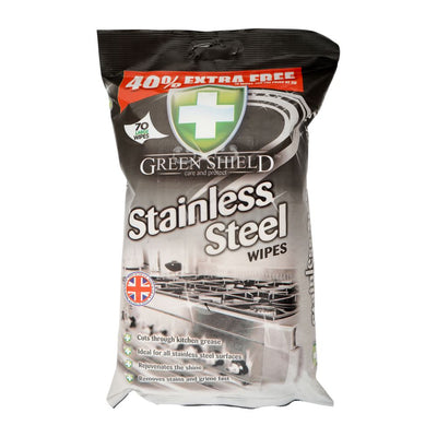 Greenshield - Stainless Steel Wipes - Home Care - Surface Wipes - 70's (Case: 12x70) - Bulk Case Polish & Clean