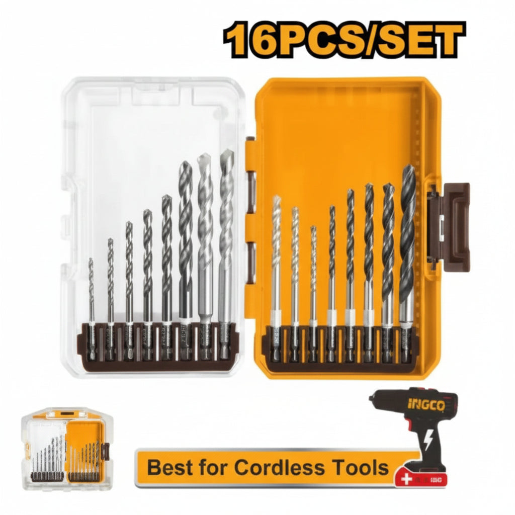 INGCO - 16 Piece Metal - Multifunction Drill and Wood Drill Bits Set - Item No. AKDL 11606 Industrial