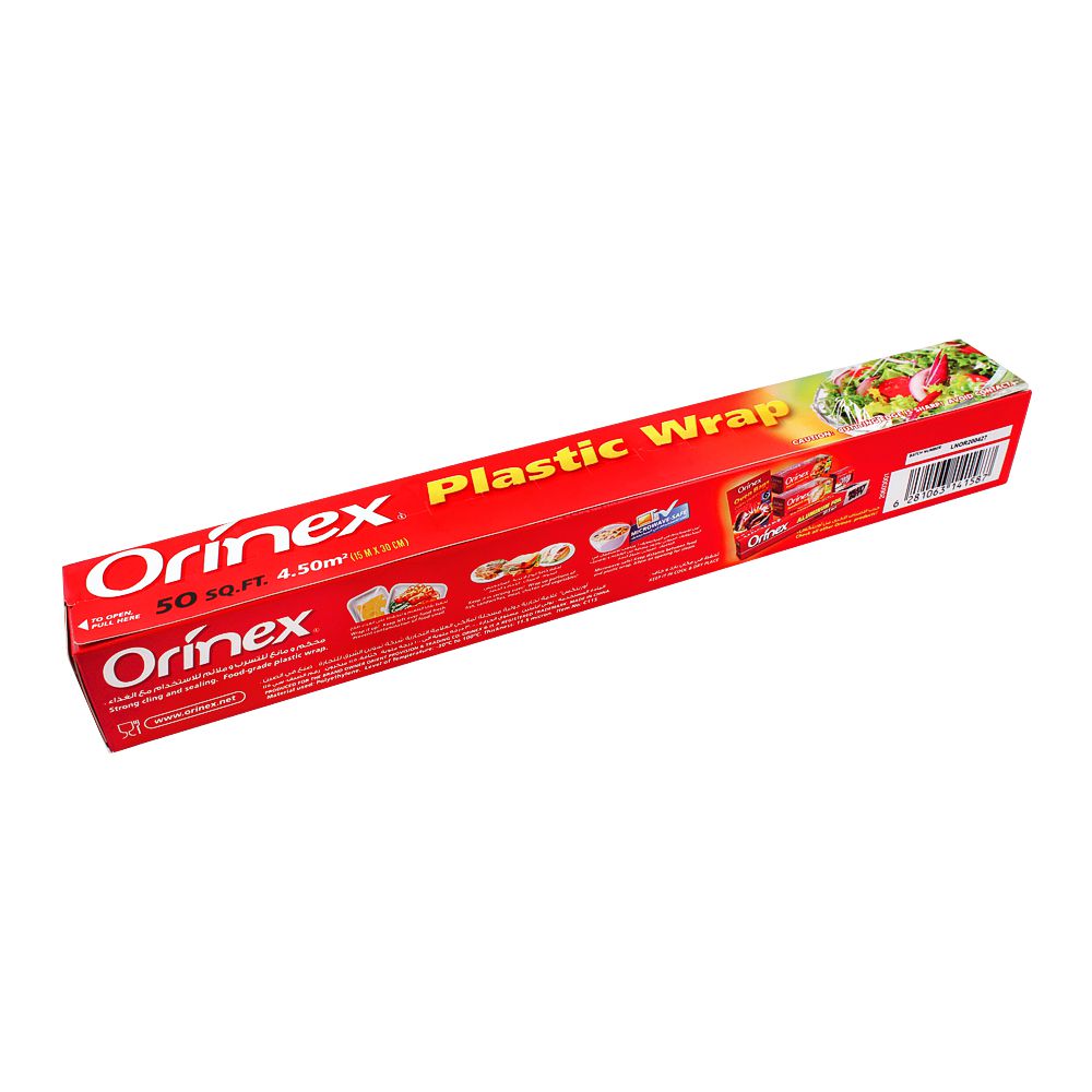 Orinex - Plastic Wrap Standard - Kitchen Wrap - Cling Film Roll - 50SQFT (15m x 30cm) - Food-Grade Sealing Roll