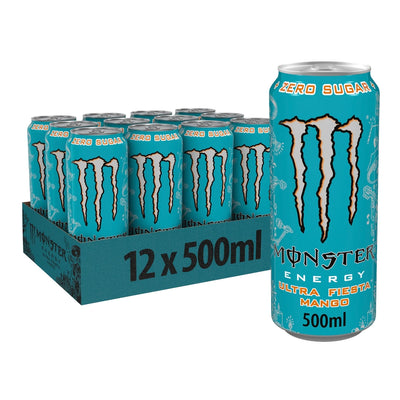 MONSTER ENERGY DRINK - ULTRA FIESTA MANGO - Flavoured Drink - Zero Sugar - 500ml - Qtn / 12 Each