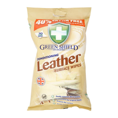 Greenshield - Conditioning Leather Wipes - Home Care - Surface Wipes - 70's (Case: 12x70) - Bulk Case Upholstery Care
