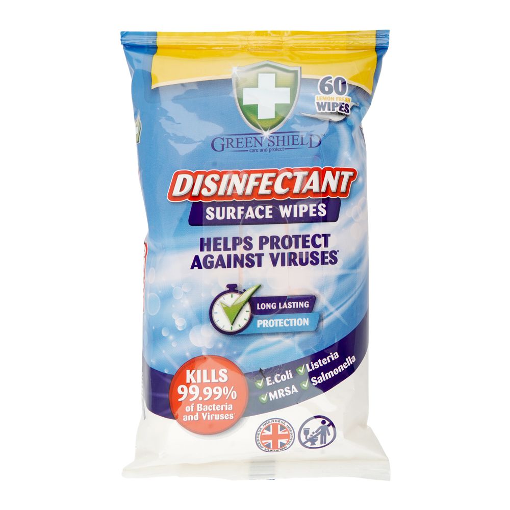 Greenshield - Disinfectant Surface Wipes - Home Care - Surface Wipes - 60's (Case: 12x60) - Bulk Case Medical/Home Sanitizing