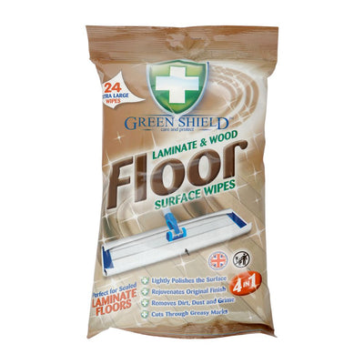 Greenshield - Laminate & Wood Floor Wipes - Home Care - Surface Wipes - 24's (Case: 12x24) - Bulk Case Hardwood Finish