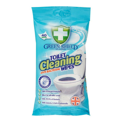 Greenshield - Toilet Cleaning Wipes - Home Care - Surface Wipes - 40's (Case: 24x40) - Bulk Case Bathroom Sanitizing