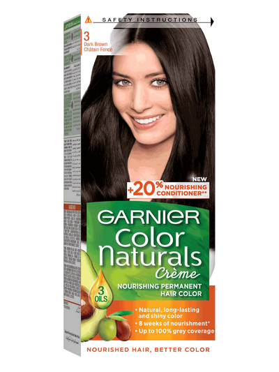 GARNIER - HAIR COLOR - Naturals Creme - 3 DARK BROWN - Chantain Fonce - 110ml (Imported)