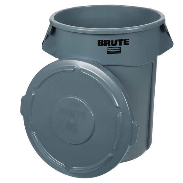Rubbermaid - Commercial Products - BRUTE - 55 Gallon Gray Round Trash Can and Lid - 69055CLGYKIT