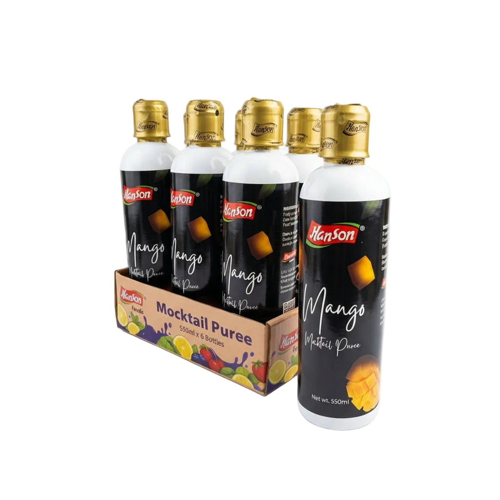 Hanson - MANGO SYRUP - 550ml - Pack of 6 Bottles - 3.30L
