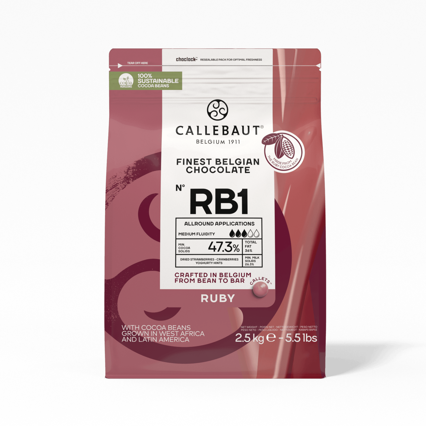 Callebaut - Finest Belgian Chocolate – RB1 - Chocolate Callets - 2.5 KG