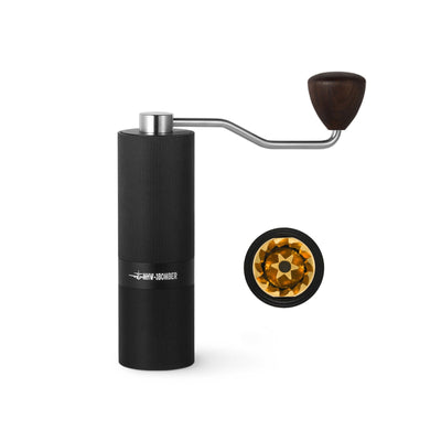 offee Cartel - MHW3 Bomber - Racing M1-Manual Coffee Grinder-38mm - Titanium Plated Burr, Black, Walnut Handle - G5897B