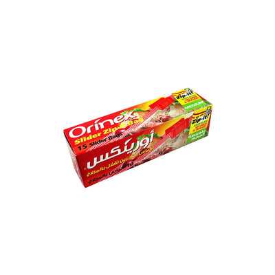 Orinex - Slider Zip-Lock Bag Medium - Kitchen Storage - Slide Slider Closure - 15-Pack (7x8 Inches) - Air-Tight Premium Food Grade