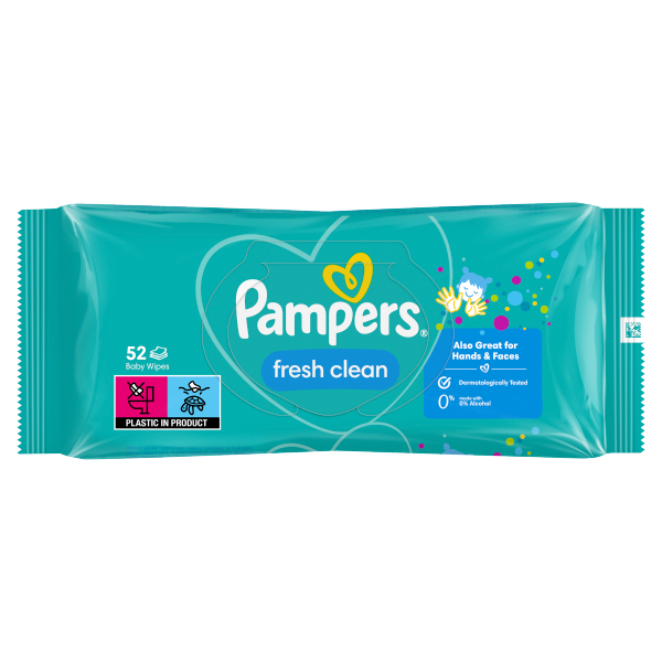 PAMPERS - Fresh Clean - 2 in 1 Gently Cleans & Protects - 52 Baby Wipes