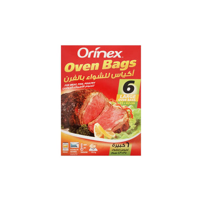 Orinex - Oven Bags Large - Cooking Prep - High-Heat Roasting - 6-Pack - Juicy Turkey/Meat Baking