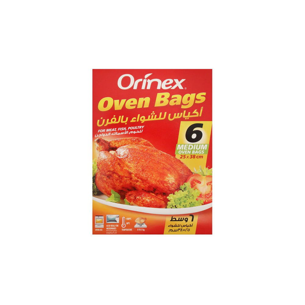 Orinex - Oven Bags Medium - Cooking Prep - High-Heat Roasting - 6-Pack - Standard Chicken Baking