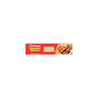 Orinex - Bamboo Skewer - BBQ Disposables - Wooden Sticks - 120-Pack (25cm x 3mm) - Medium Tikka Skewers
