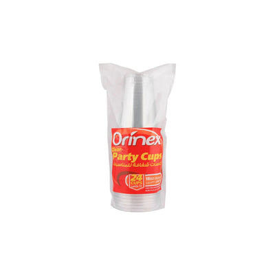 Orinex - Clear Party Cups - Disposables - Plastic Cups - 24-Pack (18oz / 532ml) - Heavy Cold Drink Cups