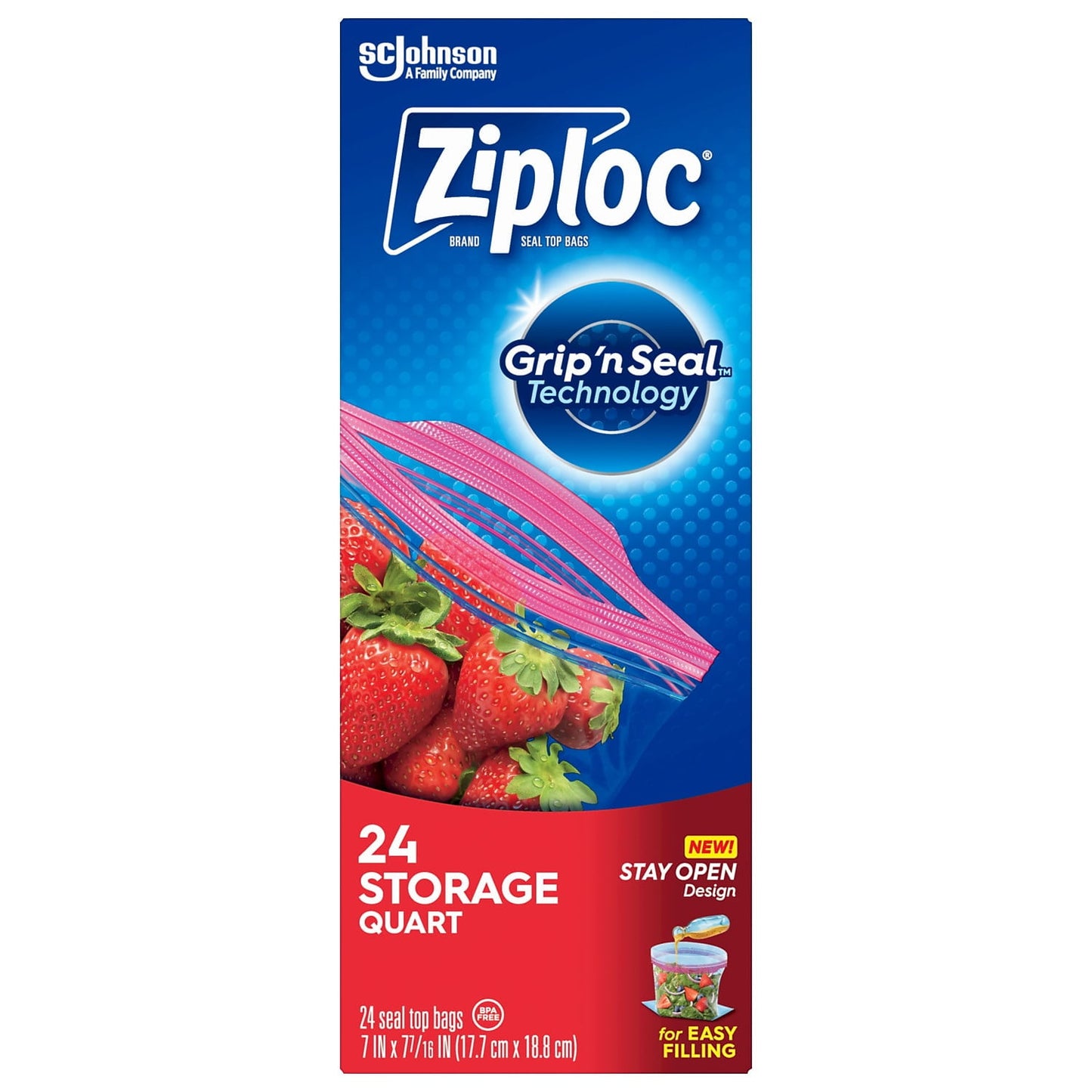 Ziploc - Storage Bags - Easy Open Tabs - 24Ct Quart