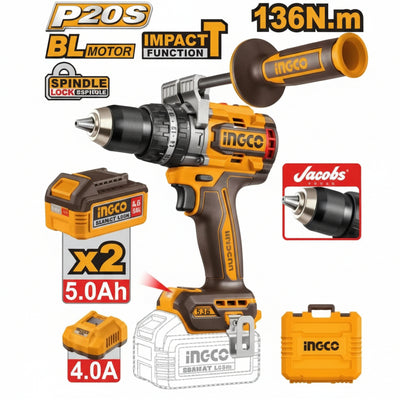INGCO - Compact Brushless Cordless Impact Drill - Item No. CIDLI 201368 Industrial