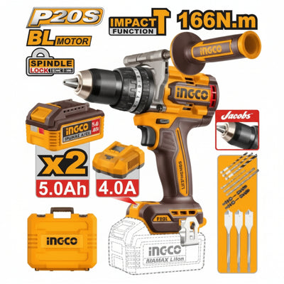 INGCO - Brushless Cordless Impact Drill - Item No. CIDLI 201668 Industrial