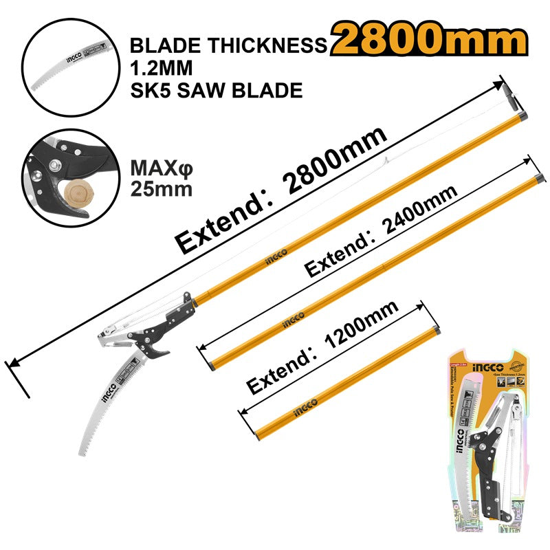 INGCO -  Extendable pole saw & pruner 25mm HEPS25281