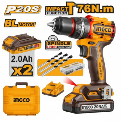 INGCO - Compact Brushless Cordless Impact Drill - Item No. CIDLI 20768 Industrial