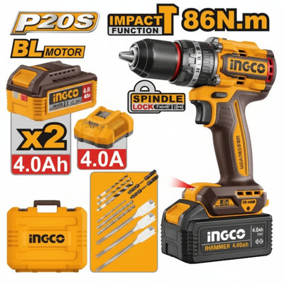 INGCO - Compact Brushless Cordless Impact Drill - Item No. CIDLI 208682 Industrial