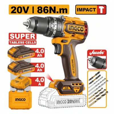 INGCO - Brushless Cordless Impact Drill - Item No. CIDLI 208686 TABLESS CELLS