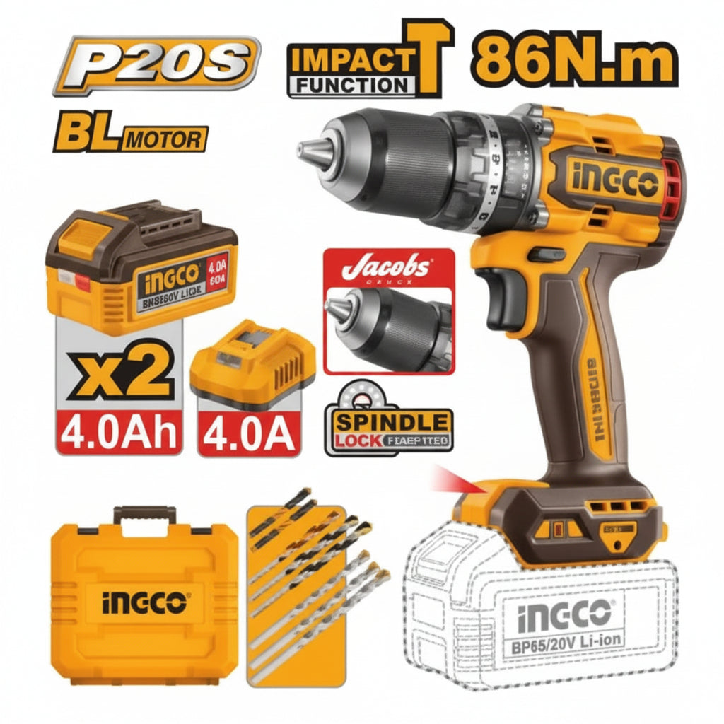 INGCO - Brushless Cordless Impact Drill - Item No. CIDLI 208689 Industrial