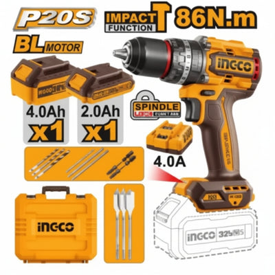 INGCO - Brushless Cordless Impact Drill - Item No. CIDLI 20868 Industrial
