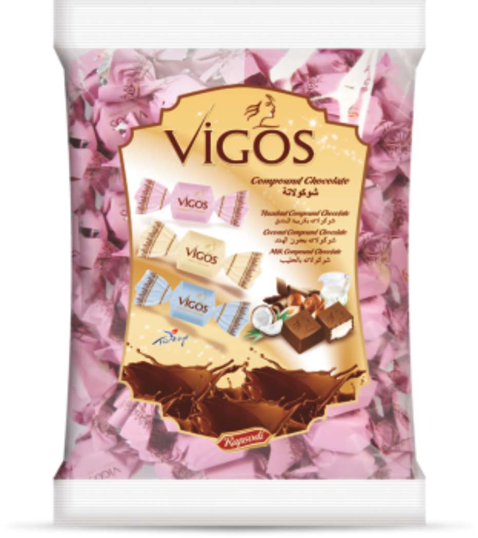 Vigos - Compound Chocolate - Hazelnut - Candies Pouch - 1000g (1 KG)