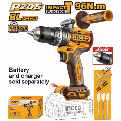 INGCO - Compact Brushless Cordless Impact Drill - Item No. CIDLI 209685 Industrial