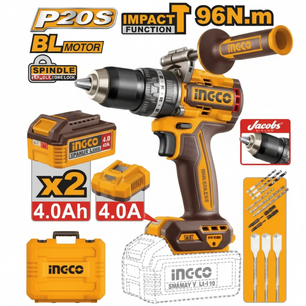 INGCO - Brushless Cordless Impact Drill - Item No. CIDLI 209686 Industrial
