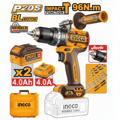 INGCO - Brushless Cordless Impact Drill - Item No. CIDLI 209688 Industrial
