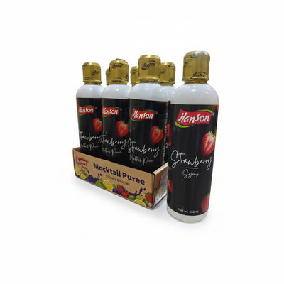 Hanson - STRAWBERRY SYRUP - 550ml - Pack of 6 Bottles - 3.30L