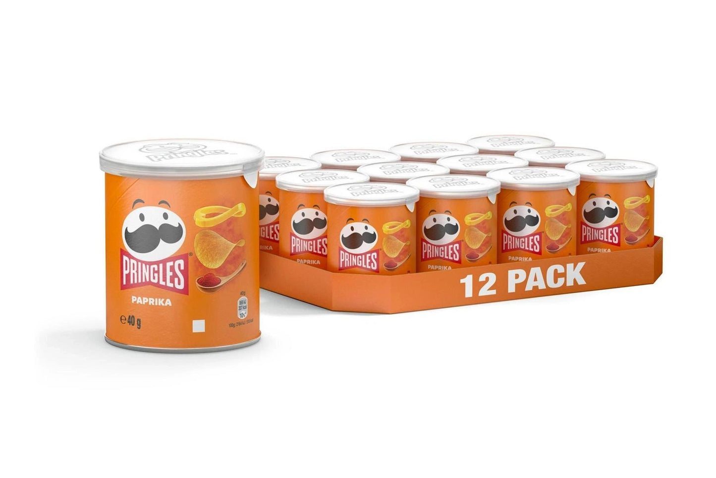 Pringles - Potato Crisps - Paprika - Pop & Go Stack - 40gm (x12)