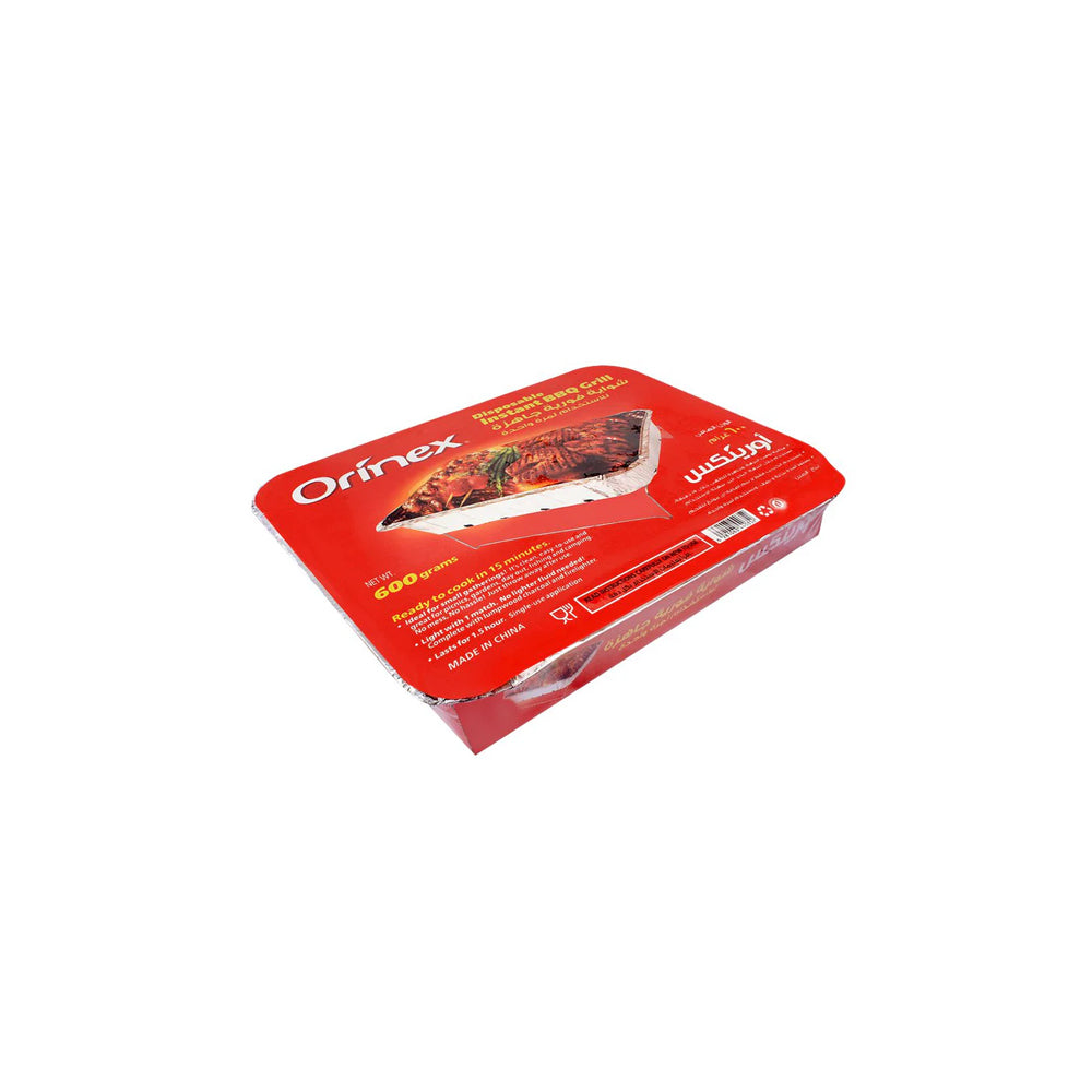 Orinex - Disposable Instant BBQ Grill - BBQ Disposables - All-In-One Set - 600g - Medium Single-Use Quick Grill