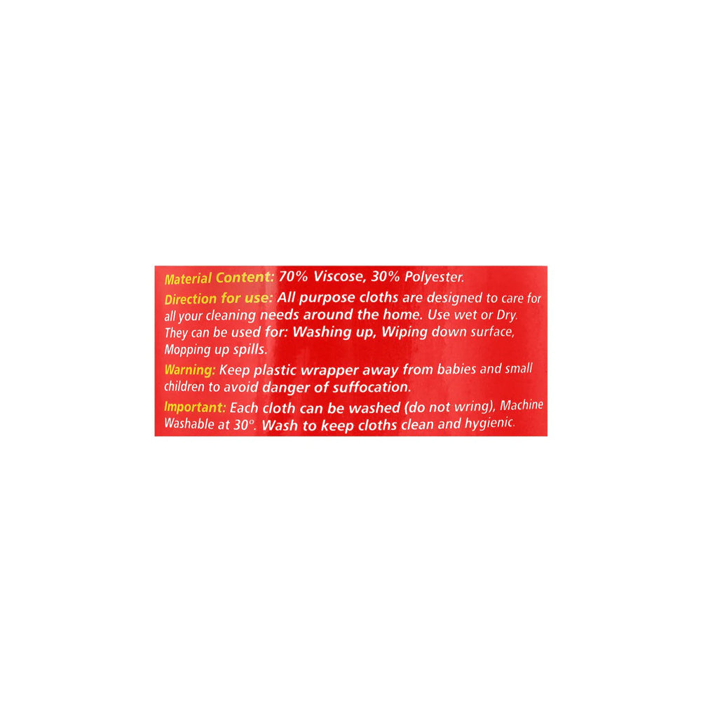 Orinex - Non Woven Multi-Purpose Cloth - Cleaning - Yellow Sheet Pack - 20 Sheets (27x33cm) - Washable Absorbent Wipe Downs