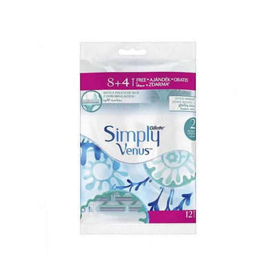 Gillette - SIMPLY VENUS - With a Touch of Aloe - 2 Blades Disposable Razors - 12 Piece Pack