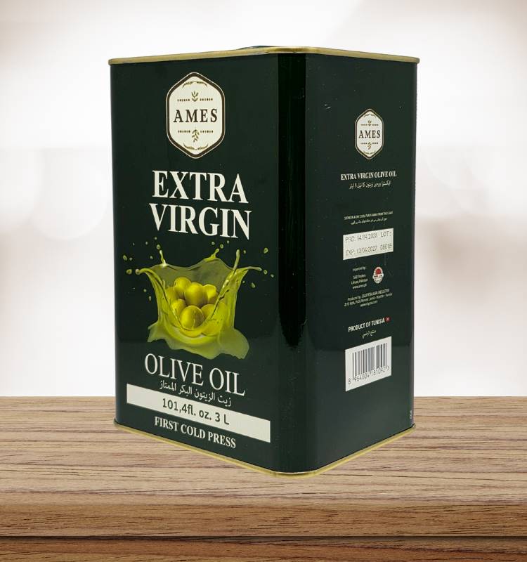Ames - Olive Oil - Extra Virgin - 3 Litre - First Cold Pressed - Tin Pack - Product of Tunisia