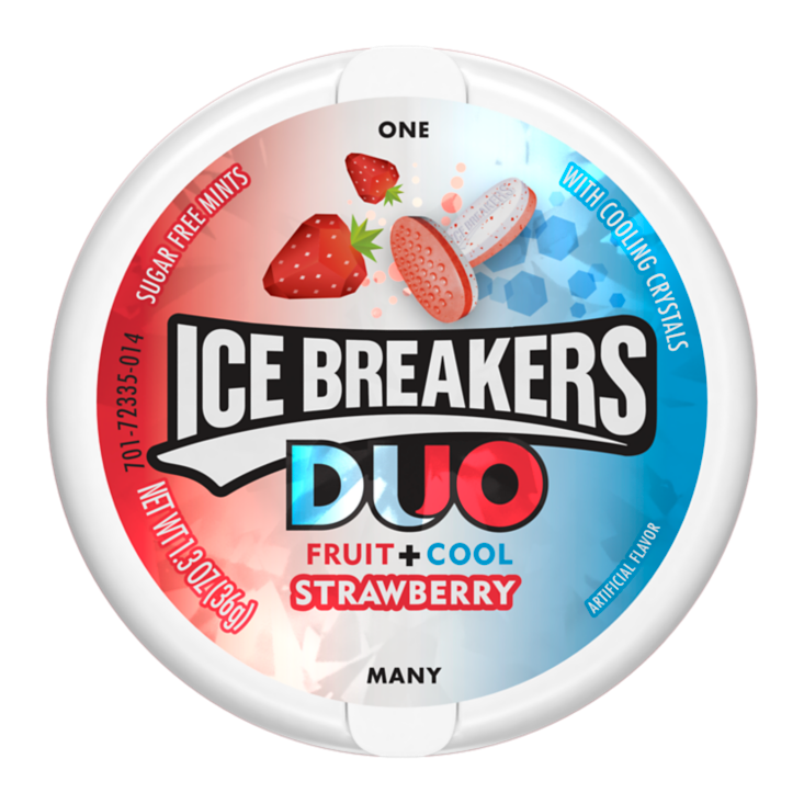 Ice Breakers - Mints - Duo - Fruit + Cool - Strawberry - Sugar Free 1.5 oz - 1 Pack