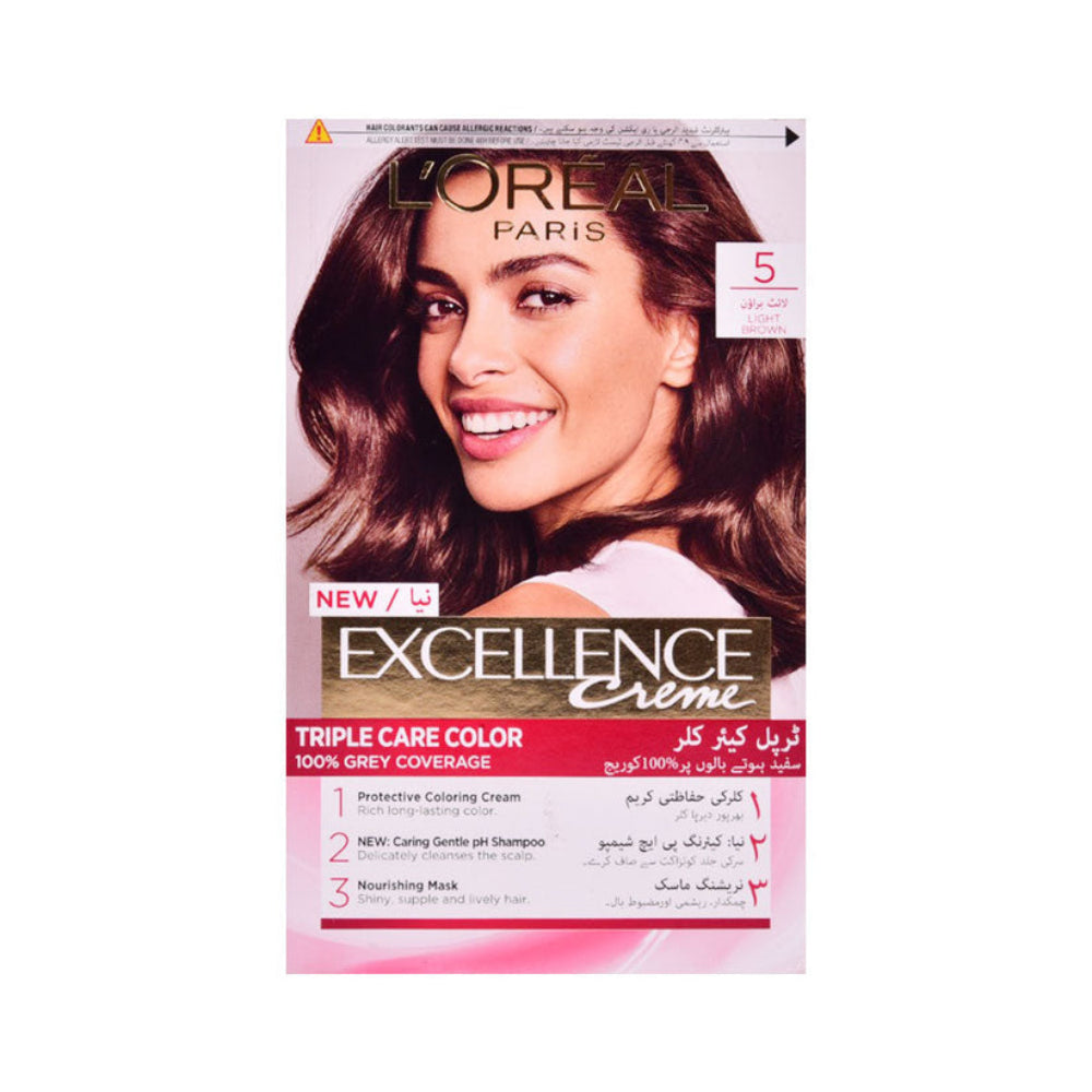 L'Oreal - New EXCELLENCE Creme - HAIR COLOUR - 5 Light Brown - 48ml
