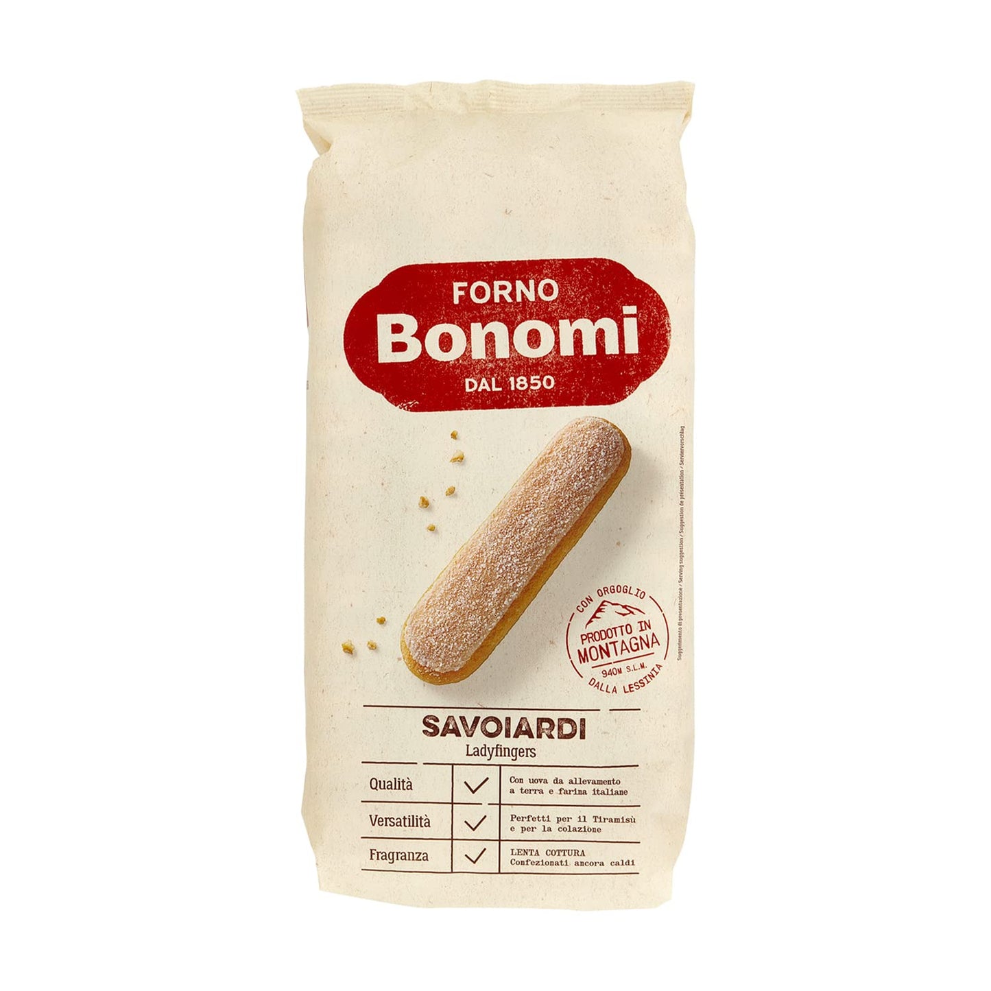 Forno Bonomi with Cacao - Ladyfingers Biscuits - Savoiardi - 400g - 15-Pack Carton