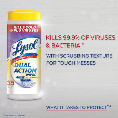 Lysol - Dual Action - Disinfecting Wipes - Citrus - 35ct