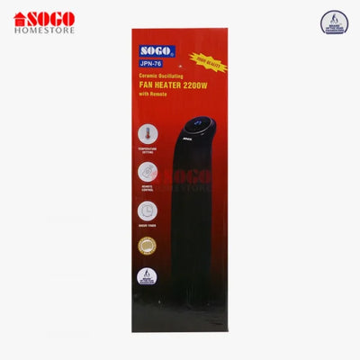 Sogo - Sogo Ceramic Tower Fan Heater - JPN-76 - (2200W) - Black - No Warranty