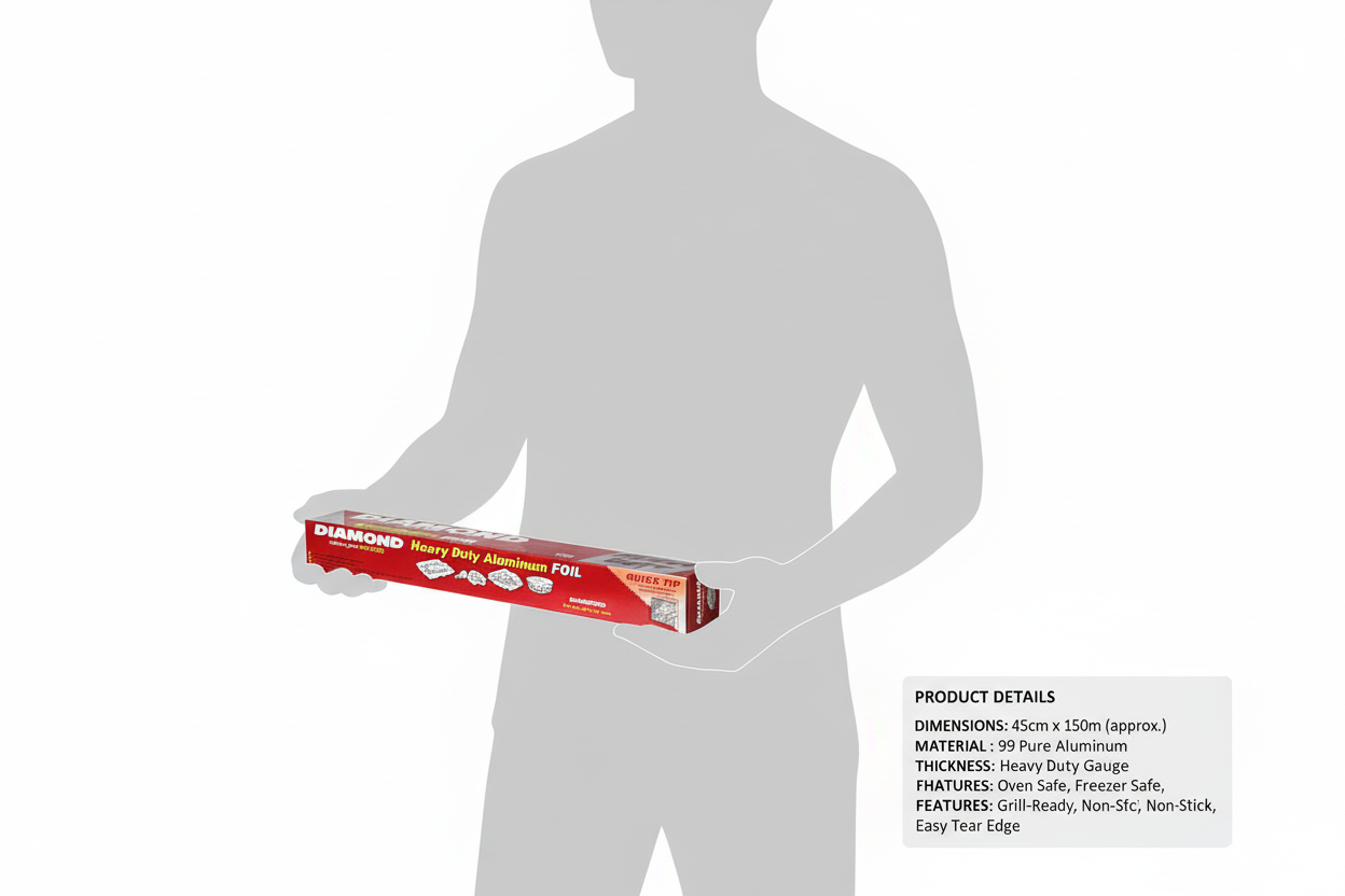 Aluminum Foil - Heavy Duty Type (Diamond) - Food Wrap - 45 CM - Pack of 24