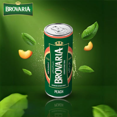 Brovaria - Peach Flavor - Malt - Non-Alcohol - 250 ML - 24 Cans