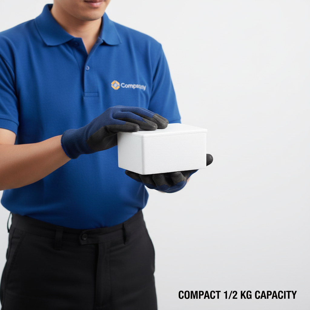 White rectangular block with dimensions labeled on a white background