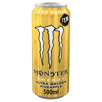MONSTER ENERGY DRINK - ULTRA GOLDEN PINEAPPLE - Flavoured Drink - Zero Sugar - 500ml - Qtn / 12 Each
