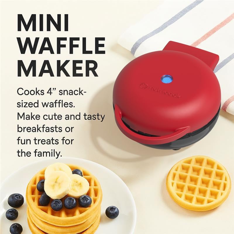Nutricook - Specialty - Waffle Maker - NC-WM100R - Dessert Making - Red - 2 Years Warranty